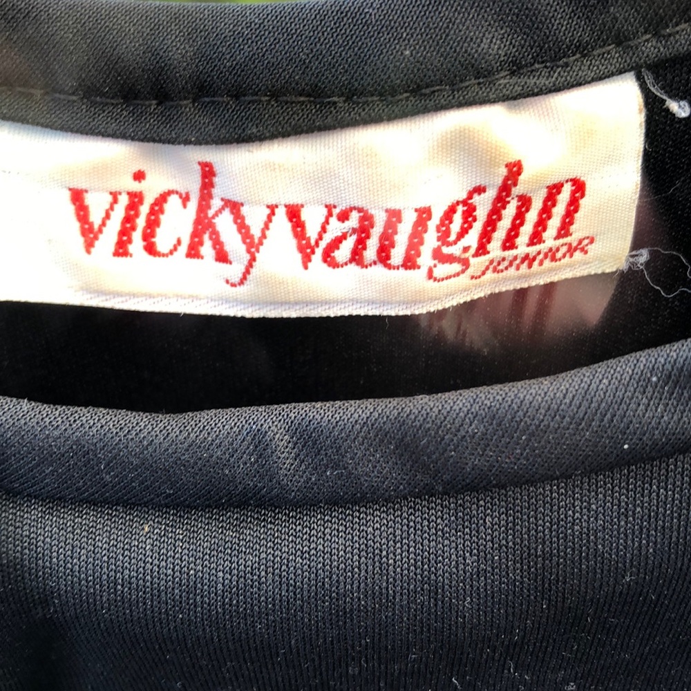 Vicky Vaughn Pretty Vintage Black Dress 70’s Prom - Picture 4 of 5